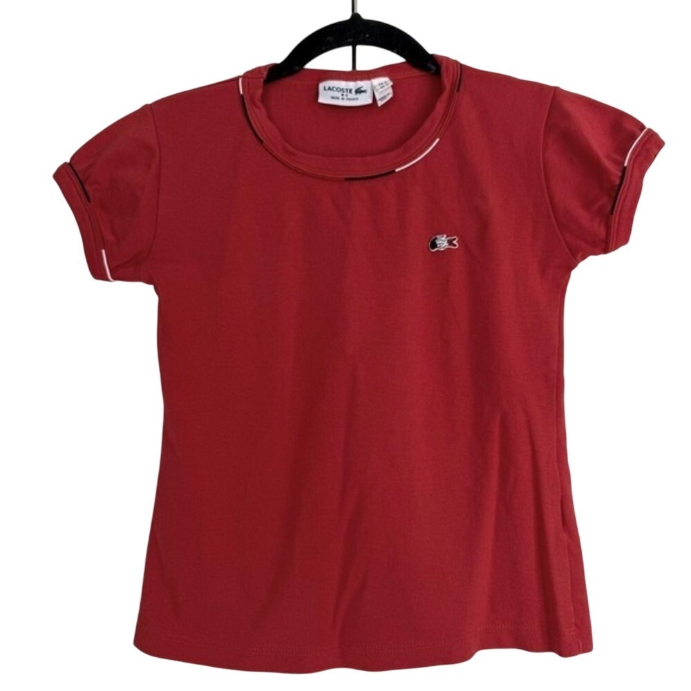 Lacoste Red Cotton Crewneck T-Shirt Short Sleeve Made‎ in France French 4/US S